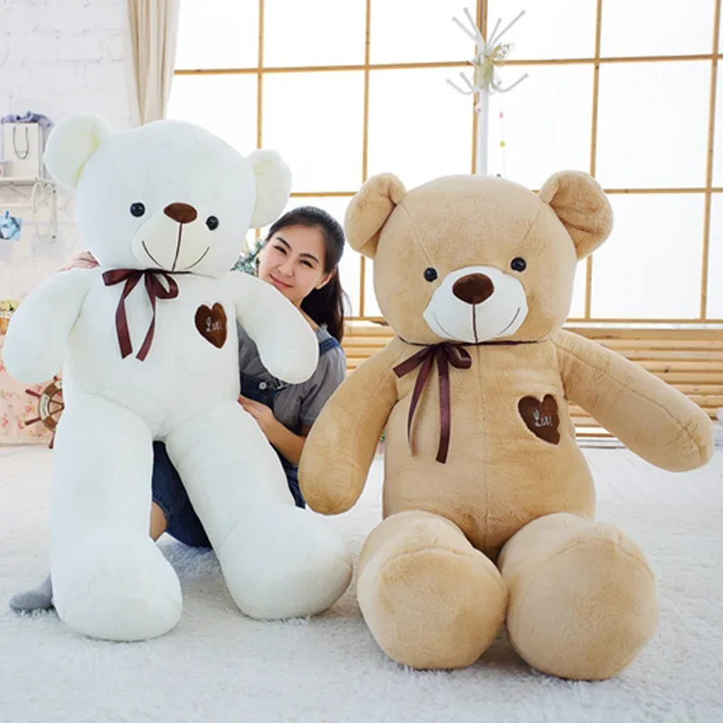 

Soft Big Teddy Bear Stuffed Animal Plush Toy With Ribbon Large Bears Pillow Doll For Children Giants Girlfriend Gift 80cm 100cm