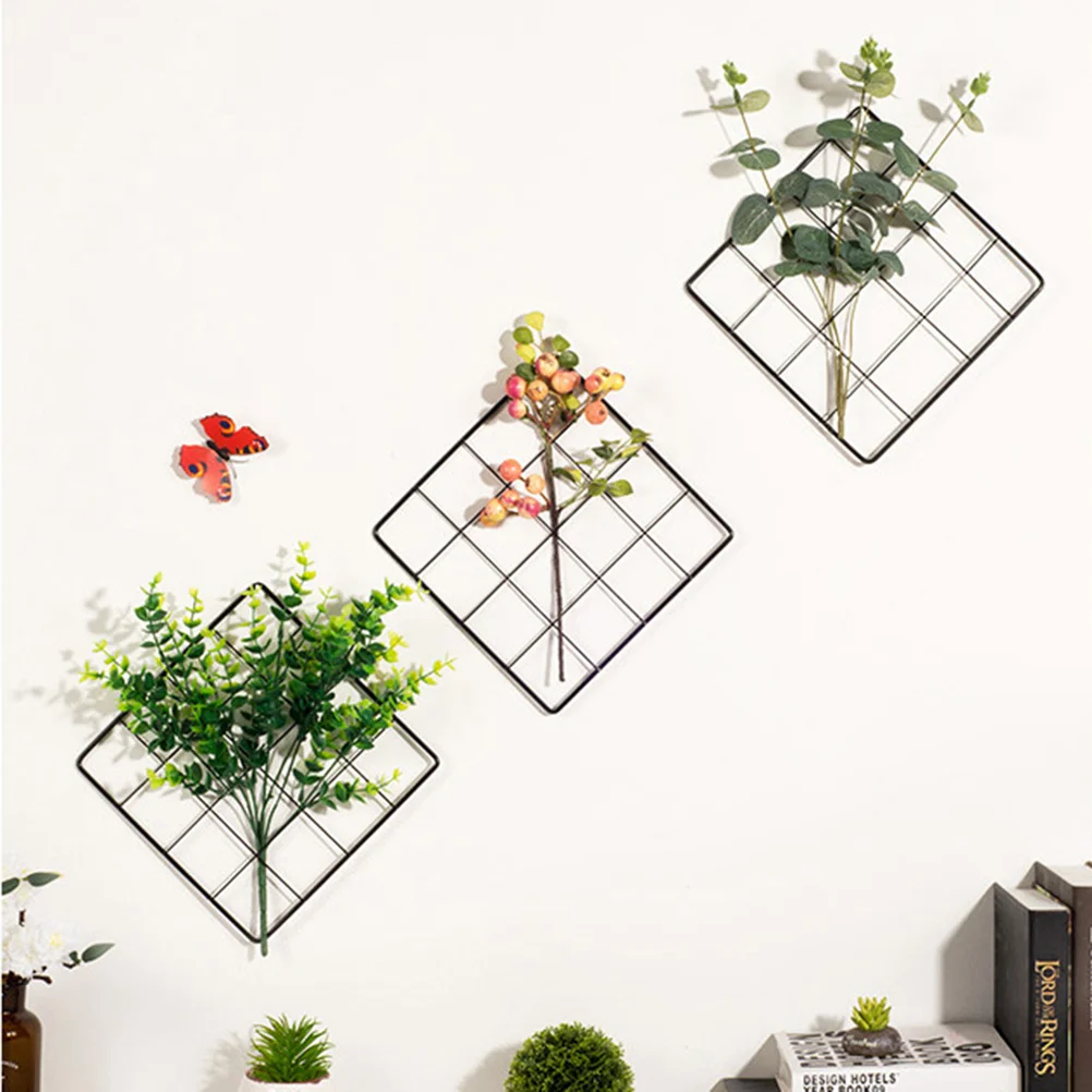 2 Pcs Multifunctionl Metal Mesh Photo Grid Panel Wall Decor Photo Wall Wall Display Organizer (Black)