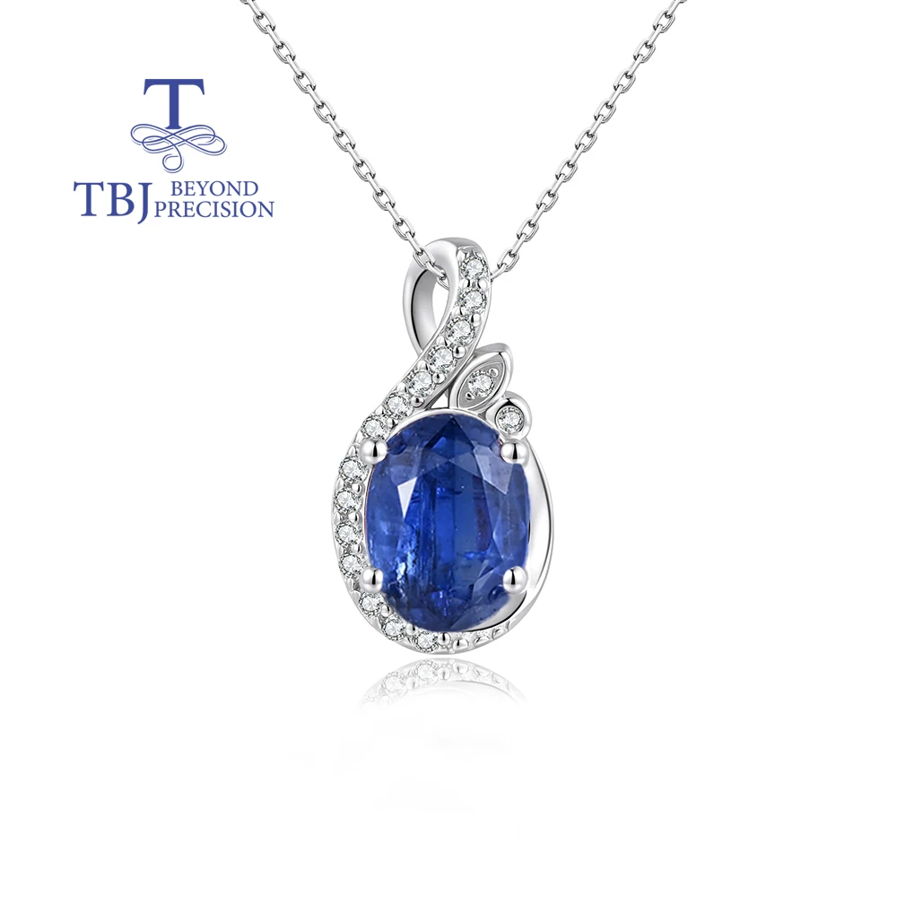 Natural blue kyanite Gemstone Pendant Necklace 925 Sterling Silver Fine Jewelry for Women Wedding Banquet Gift