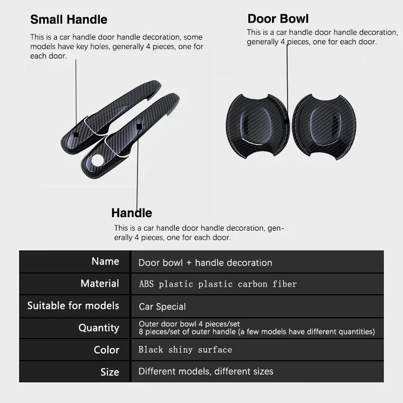 Carbon Fiber Door Handle Cover Trim Stickers Fit for Mazda RX 8 RX8 RX-8 SE3P FE3S 2004~2012 Car External Protective Accessories