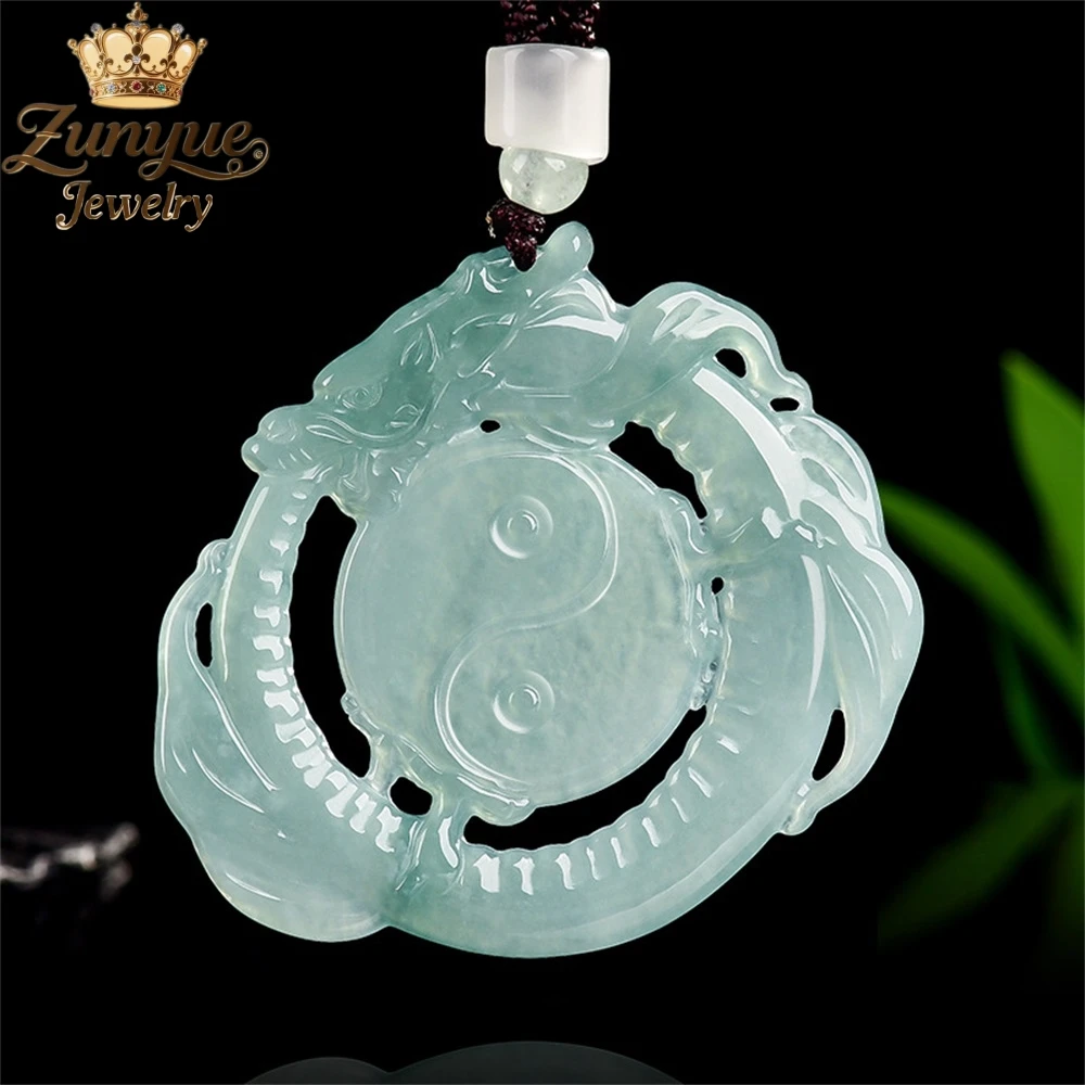 

Натуральный жадеит класса А, синий водный дракон, тарелка Тай Чи, кулон со знаком зодиака Дракона, роскошное качество ювелирных изделий, модные ювелирные изделия, подвески Gi