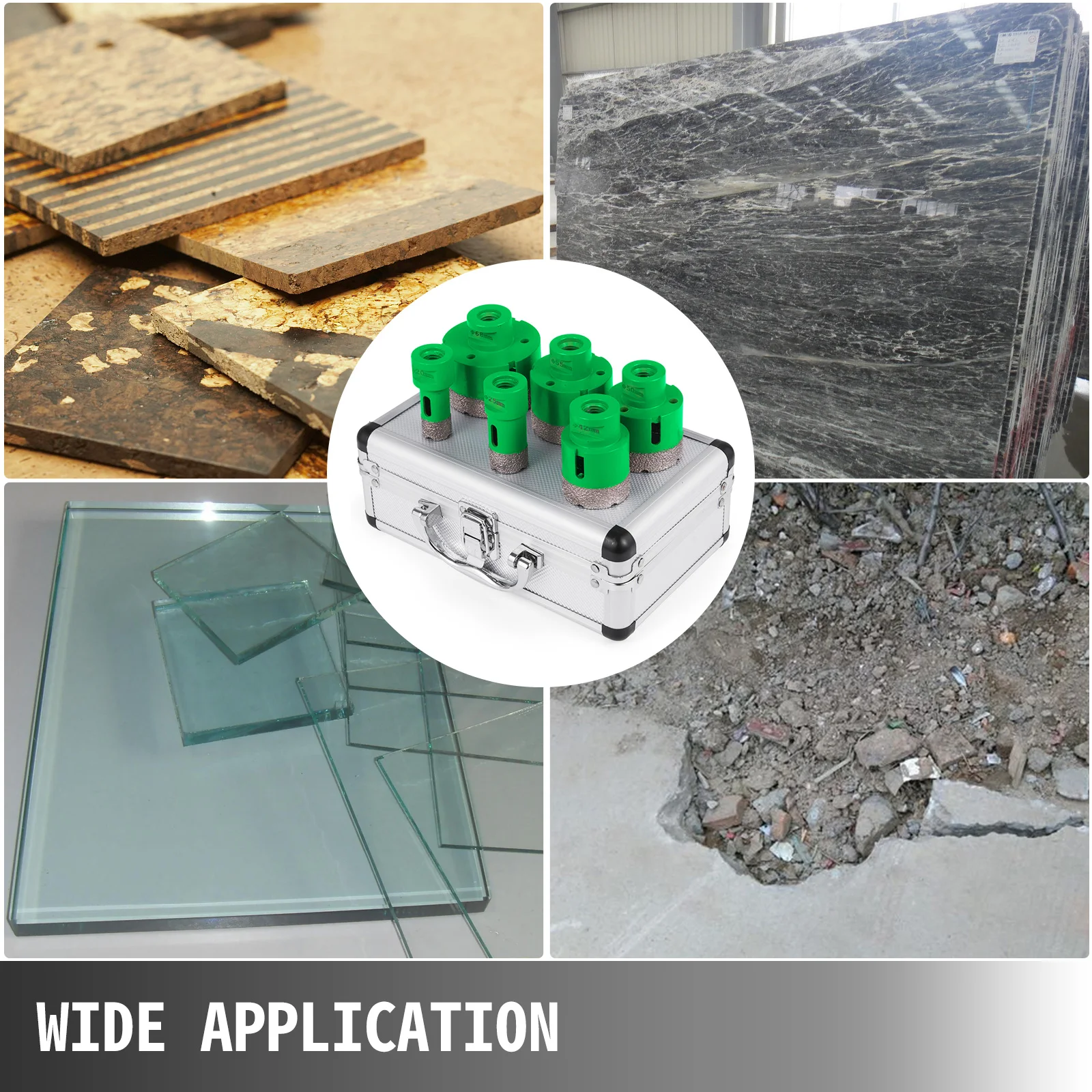VEVOR 6 Pezzi Punte Diamantate per Trapano, Spessore della Lama 1,4 mm / 0,06 pollici M14 Sega a Tazza Diamantati per Materiali Più Duri Come Piastrelle, Granito, Marmo, Altre Pietre e Porcellana
