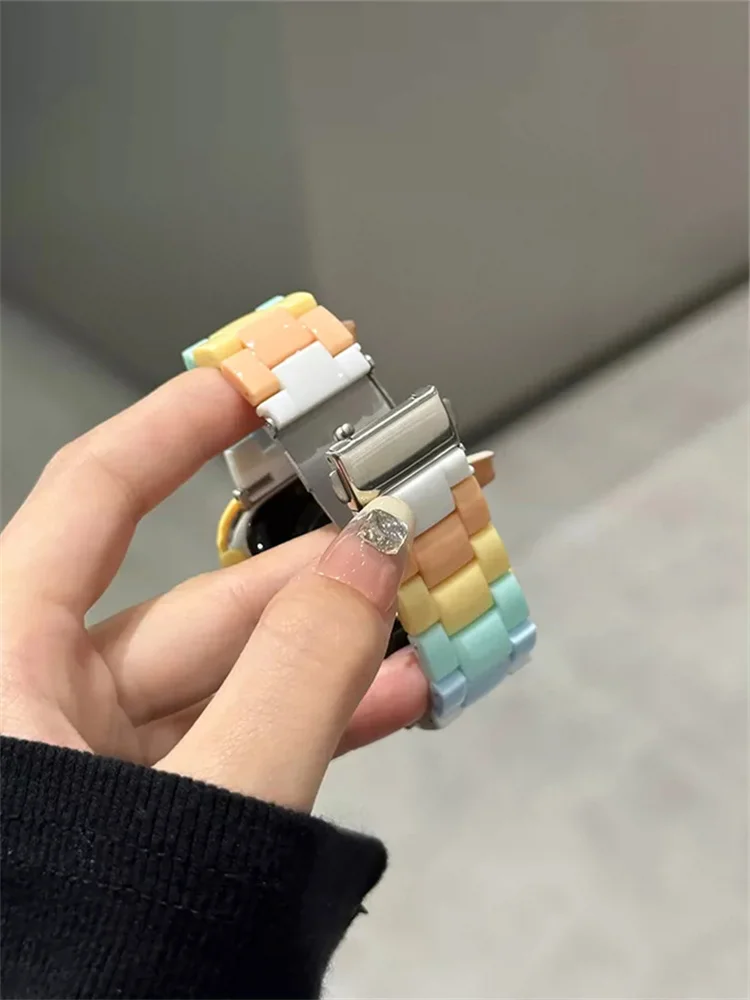 アップルウォッチ用レジンストラップとケース,レインボー,Iwatch用,49mm, 45mm, 40mm, 41mm, 38mm, 40mm, 44mm,iwatch 9, 8,se 7、6、5