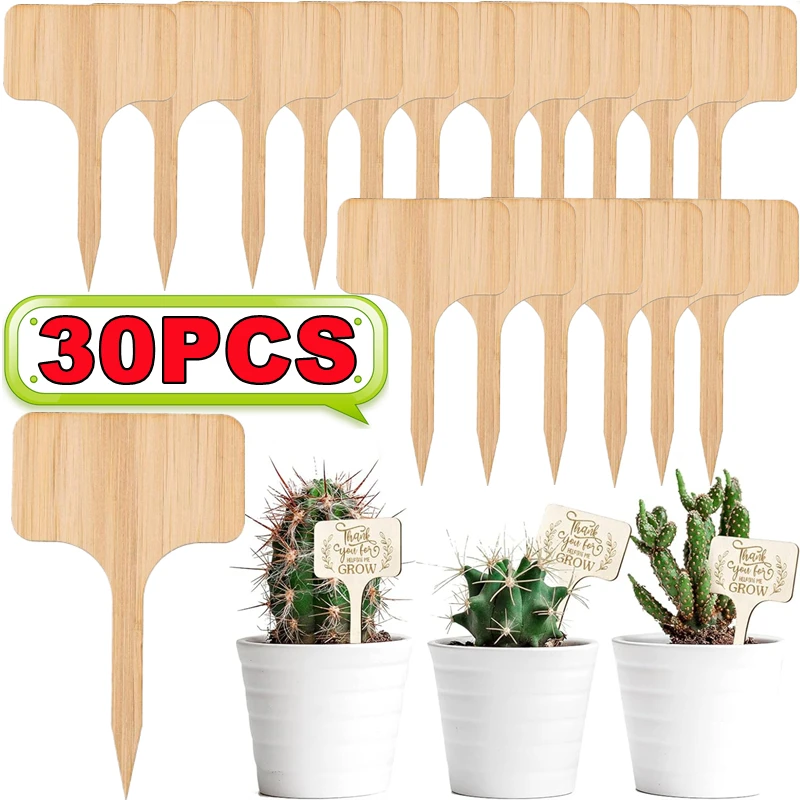 

5/10/20/30PCS T-Type Plant Labels Eco-Friendly Wooden Plant Sign Tags Garden Markers Bonsai Seed Potted Herbs Flowers Vegetables