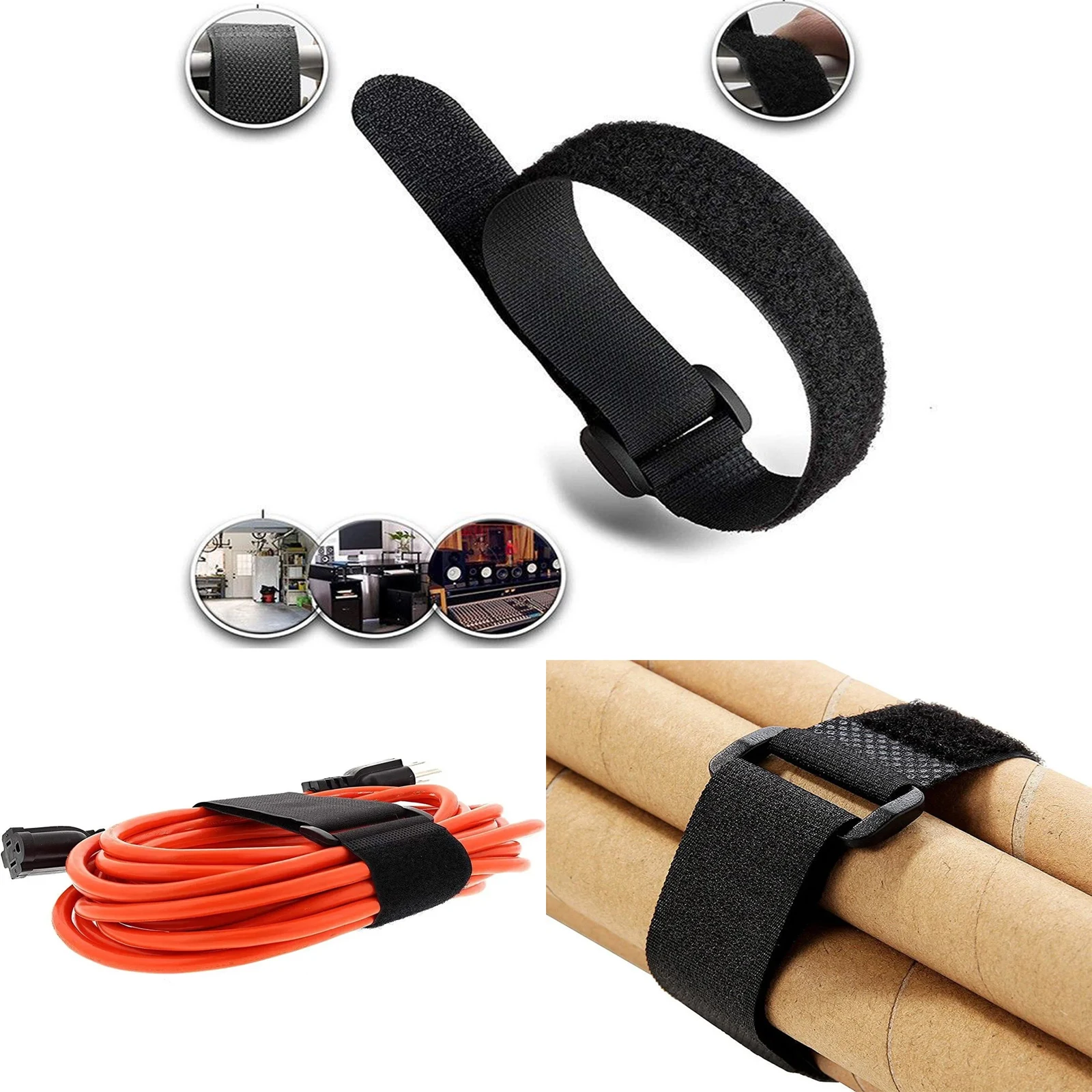10pcs Camping Hook and Loop Reusable Fastening Nylon Cable Securing Straps Durable Functional Ties Length 20cm/50cm Optional