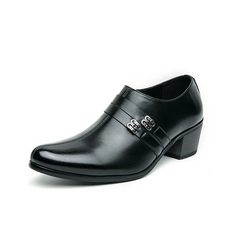 High End Brand Men's Business Dress Shoes Leather Increased Height British Shoes Men Pointed Toe Shoes Wedding Free Delivery