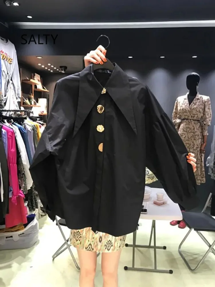 

2025 Casual Long-sleeve Shirt Women New Fashion Turn Down Collar Big Button Retro Blouse Female