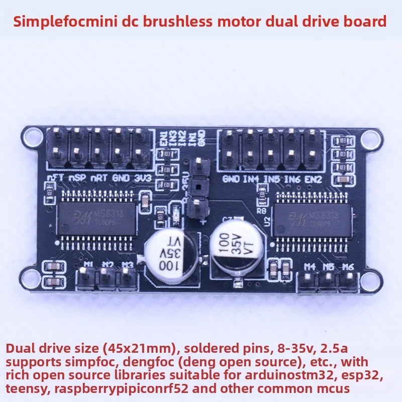 For SimpleFOCMini Dual DC Brushless Motor Driver Board FOC Control SVPWM | SPWM Welded Pins