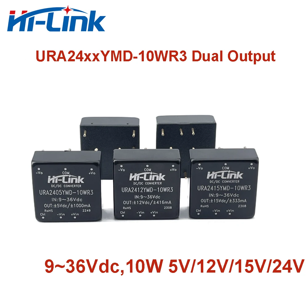 Hi-Link 5V/9V/12V/15V/24V Dual Output URA2405YMD-10WR3 URA2412YMD-10WR3 9-36Vdc DC-DC Power Supply Module