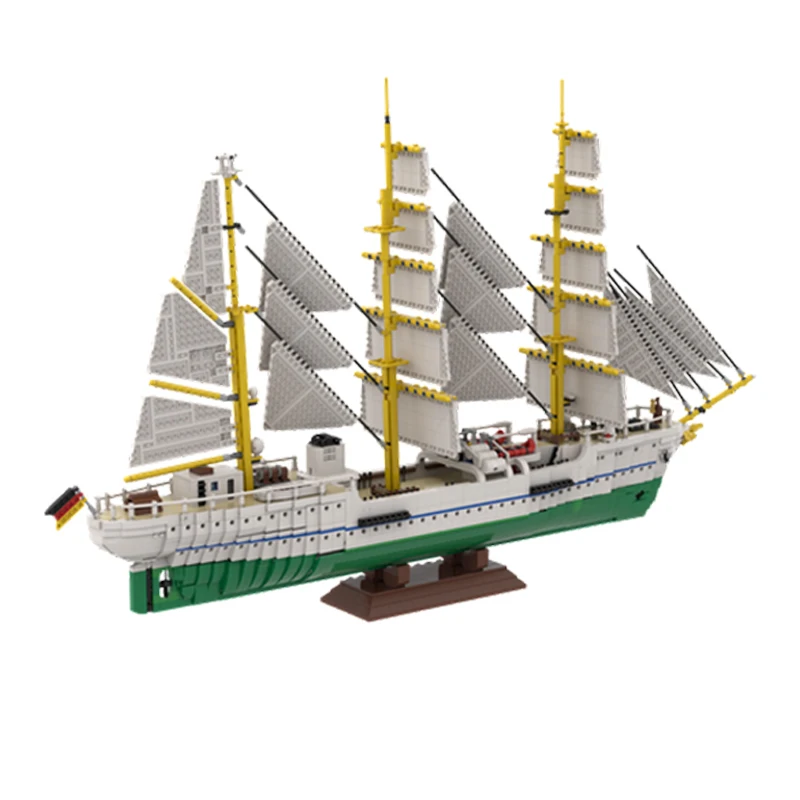 building bricks set training ship military sailboat for adults German Navy boats and ships moc building bricks military marine