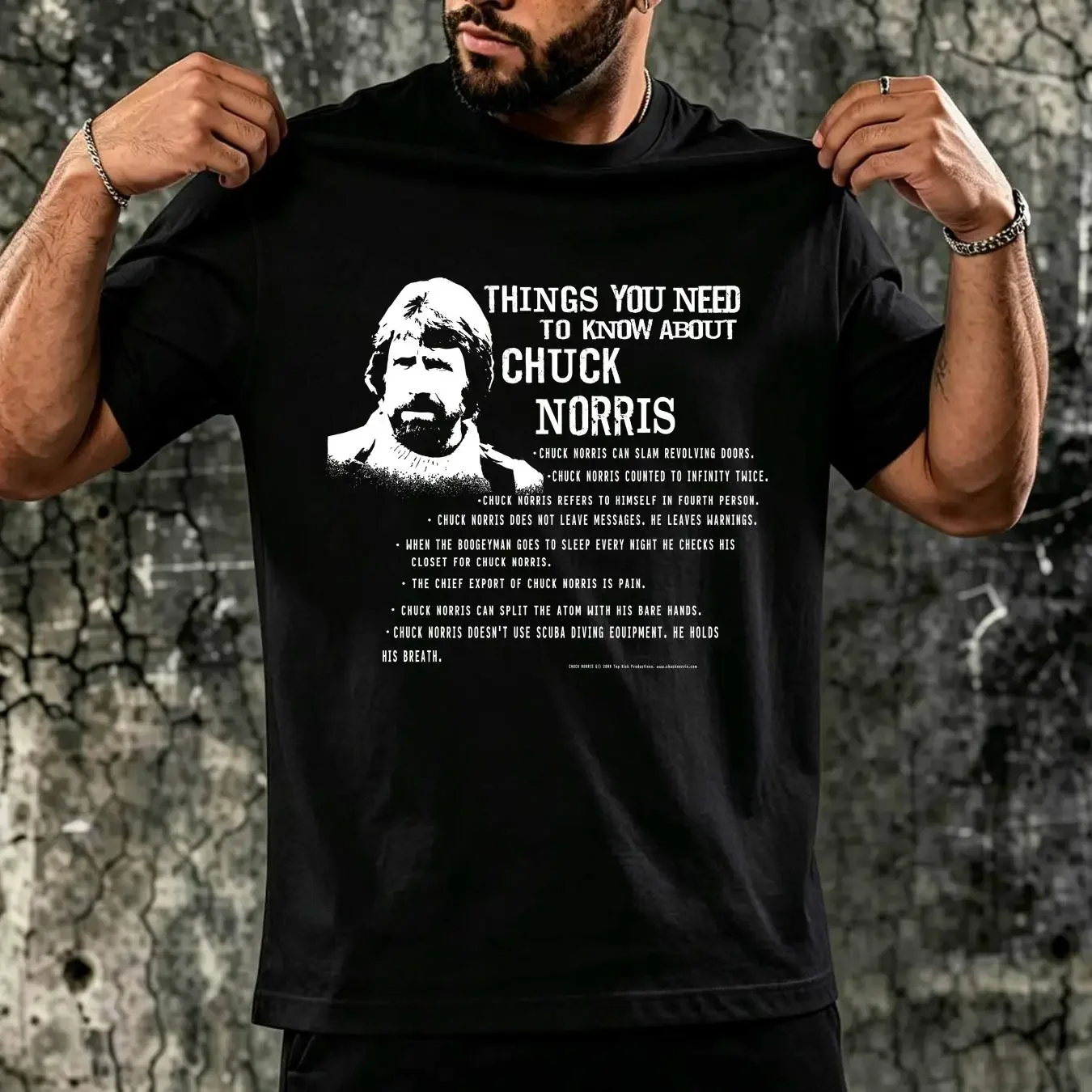 washed T Shirt Chuck Norris XL Blue long or short sleeves vintage Washed homme Soft Stylish Breathable fashion Casual Stretched