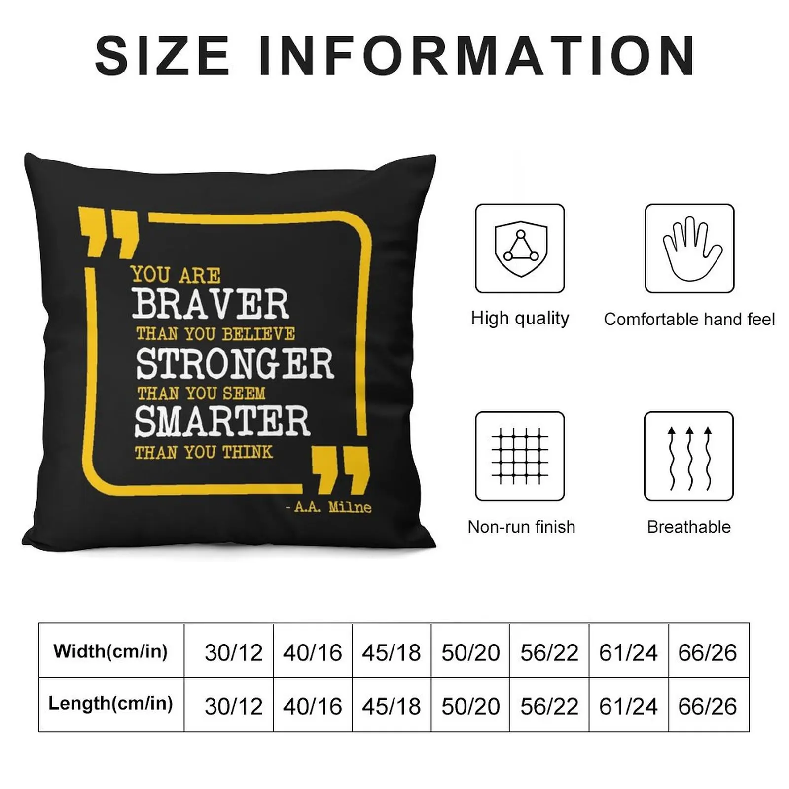 You are braver stronger smarter motivational quote Throw Pillow Decorative pillow case Sofa Covers pillow