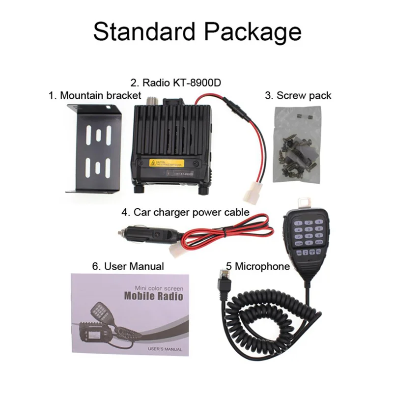 KT-8900D 25W 듀얼 밴드 쿼드 디스플레이 136-174 및 400-480Mhz 대형 LCD 디스플레이 모바일 무전기 KT8900D