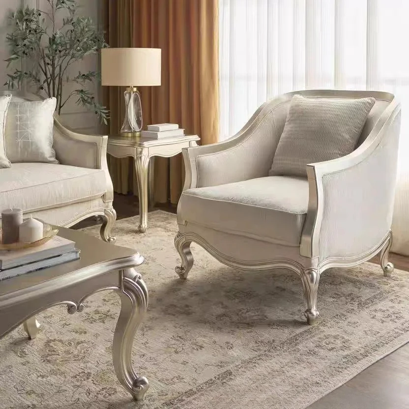 ML  country solid wood retro sofa  simple fabric three-person villa  furniture double sofa