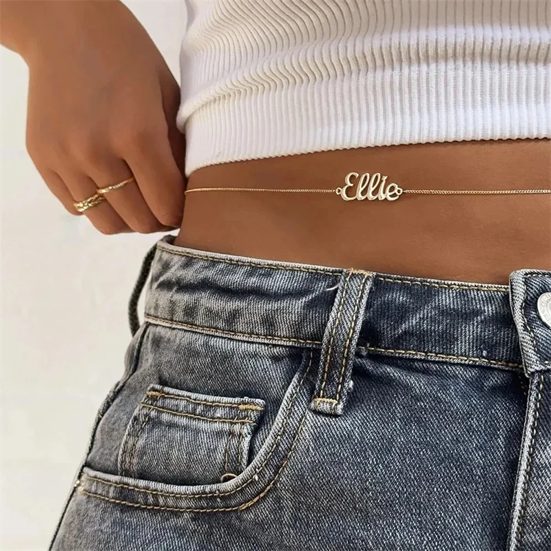 Custom Stainless Steel Name Waist Chain Belly Chain for Women Sexy Waist Circumference Sexy Personality Body Chain Jewelry
