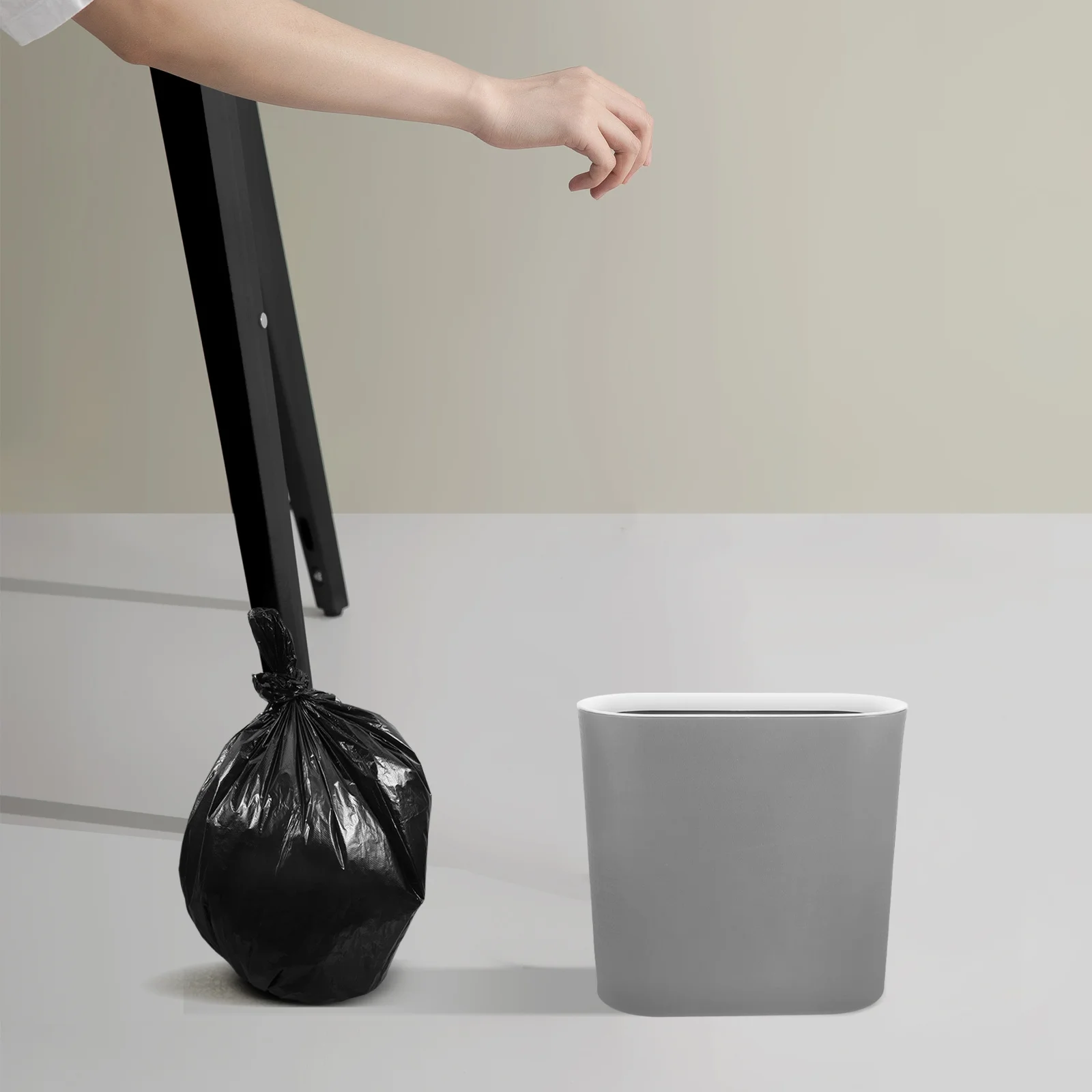 

Narrow Space Trash Can 10L Slim Garbage Bin For Bathroom Kitchen Bedroom Modern Lidless Design Press Ring Anti-Slip Home