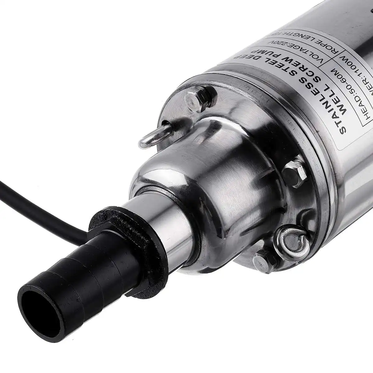 

1100 Вт, 220 В, 60 м, погружной насос для глубоких скважин с высоким подъемом для сада, дома, сельскохозяйственного орошения, солнечный водяной насос из нержавеющей стали