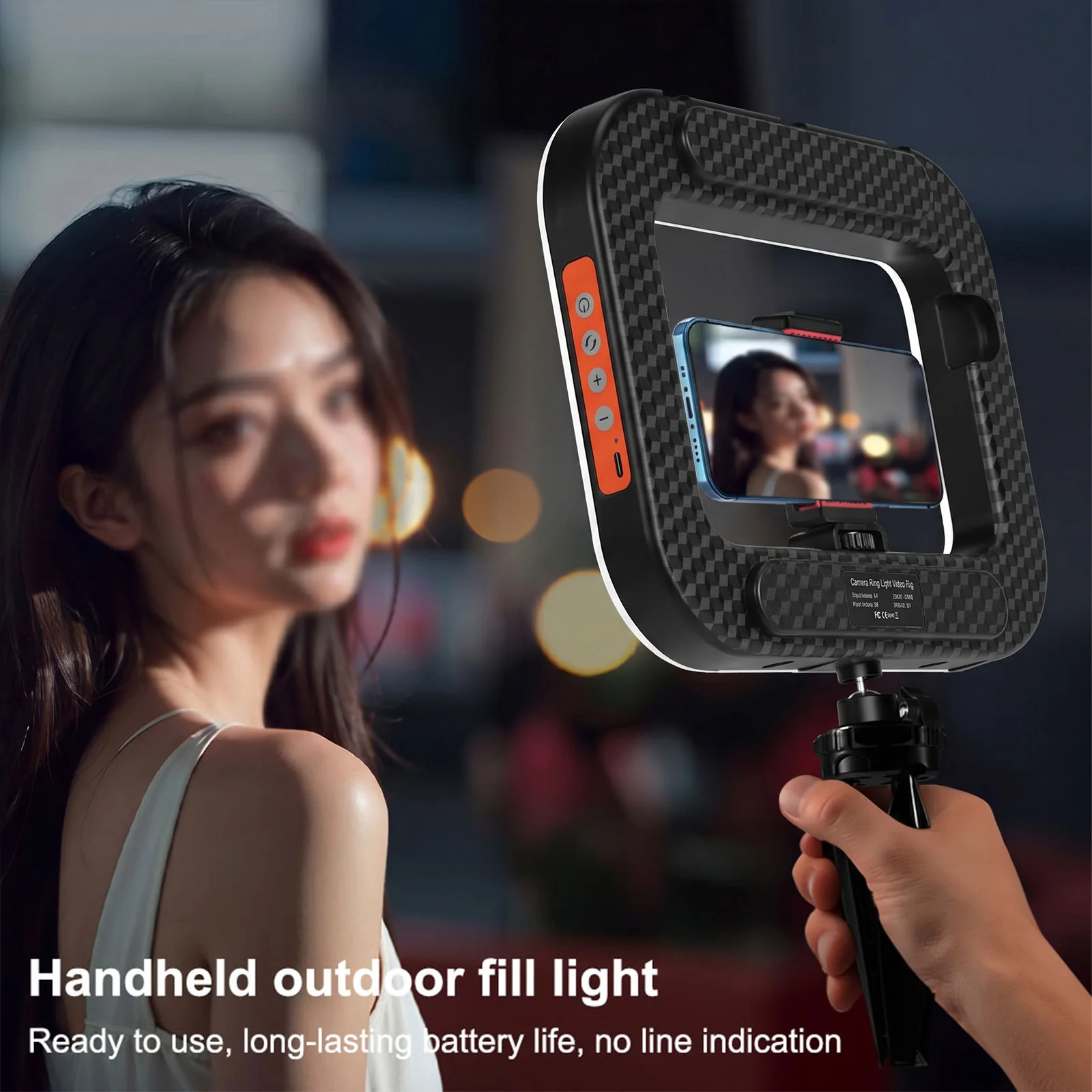 Portable Square Fill Light Multi-Purpose Smartphone Video Rig Lamp Rechargeable Handheld Selfie Light for Live Broadcast
