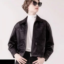 sheepskin genuine 100% leather fur coat All men and women wear! Exported to Japan, the new top layer of garment is laid back, f