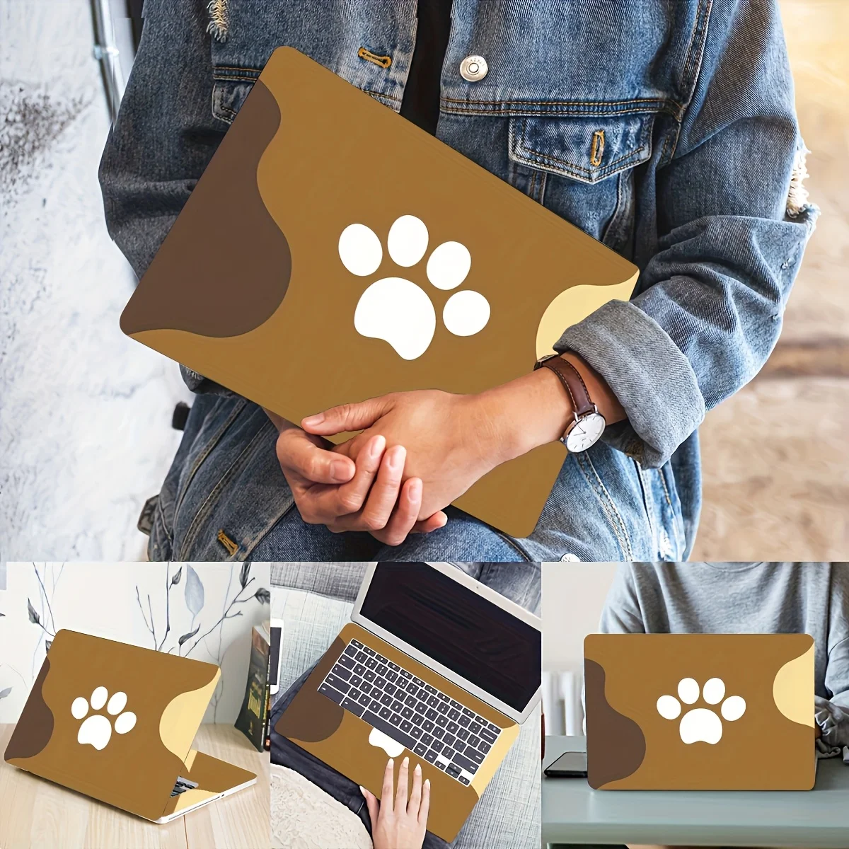 2-Pack Cat's Paw Printed Laptop Stickers, Vinyl, Scratch and Water Resistant, Laptop Skin, Suitable for 13In to 15In Laptops,