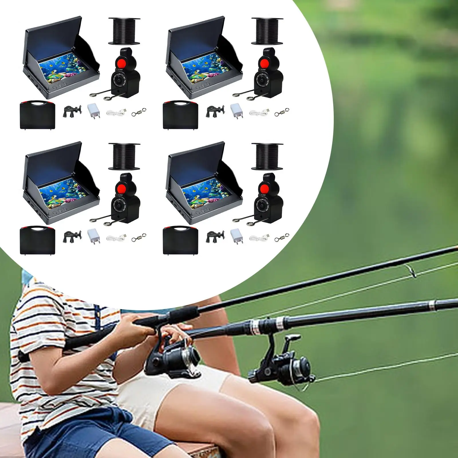 

Fish Finders Equipment Portable Fishing Gear Depth Finders Underwater Fishing Camera for Sea Ice Fishing Boat Lake Water Sports