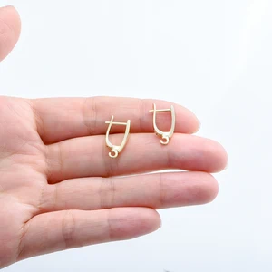 18K banhado a ouro latão brinco ganchos, prendedores de arame, brincos fazendo suprimentos, níquel livre cobre fecho, 1 par 8 principais vendas fivela cobre - №7