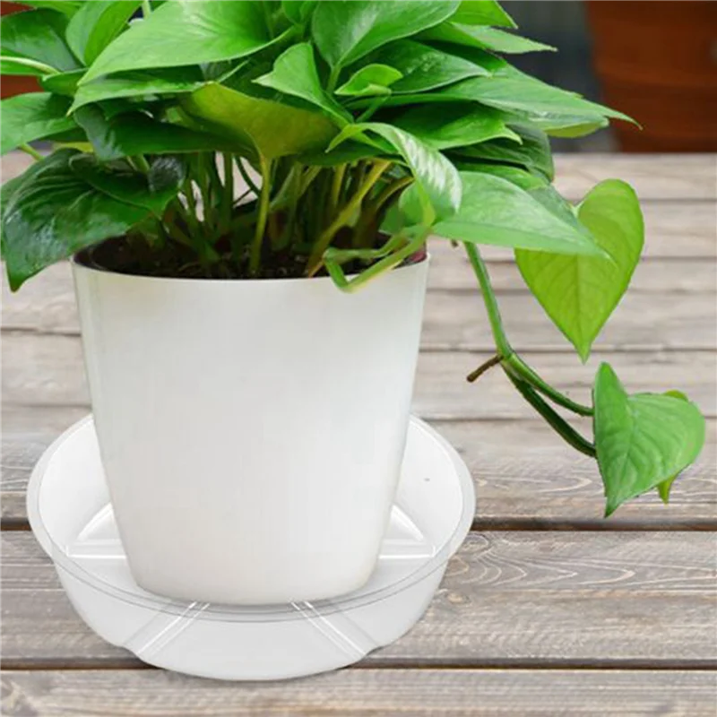 ABMH-8 Pack Clear Plant Saucer 12 Inch Plastic Plant Saucers Durable Thicker Plant Tray Flower Pot For Indoor Outdoor Garden
