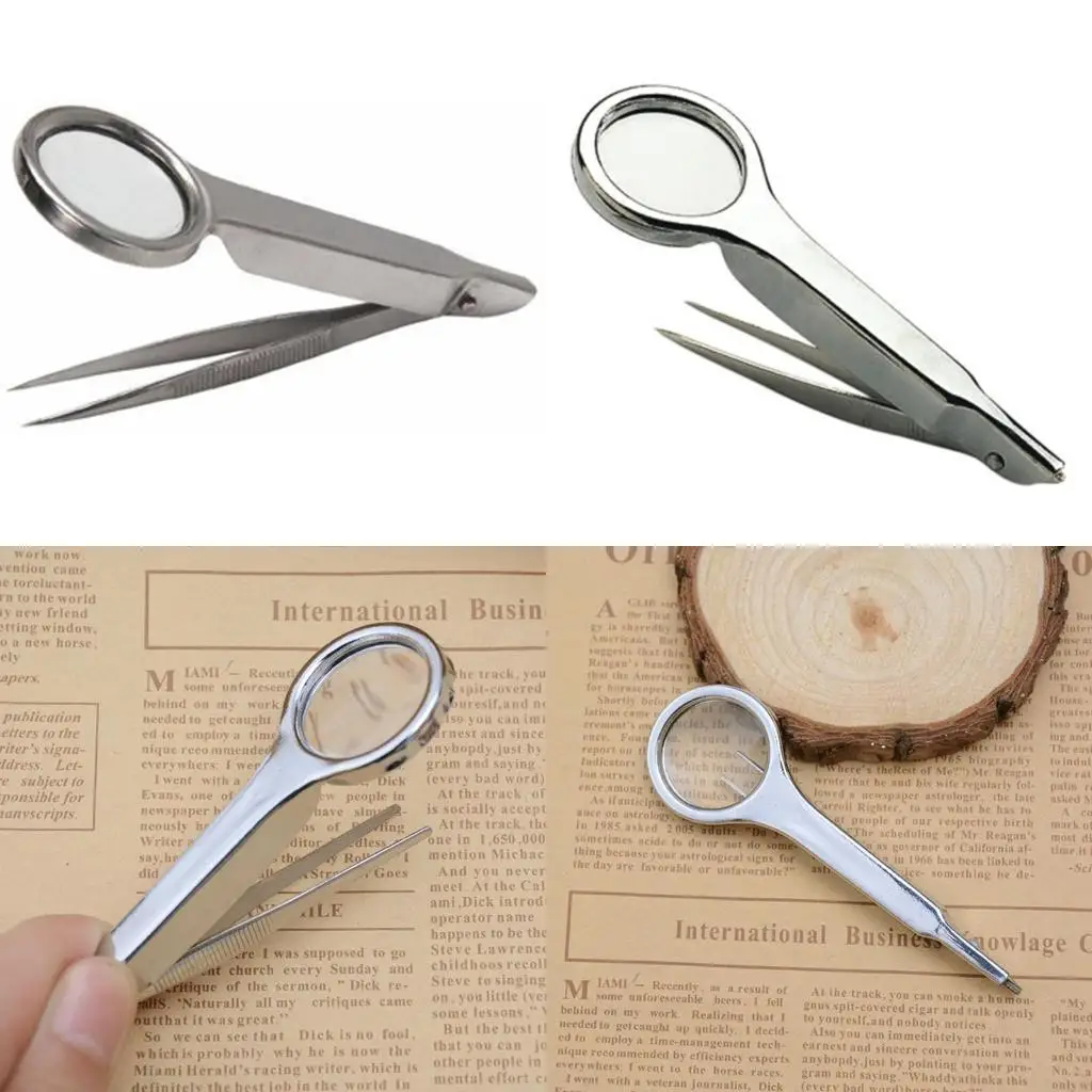 Glass with Tweezer Repair Tools Tweezer with Magnifier for Jewelry