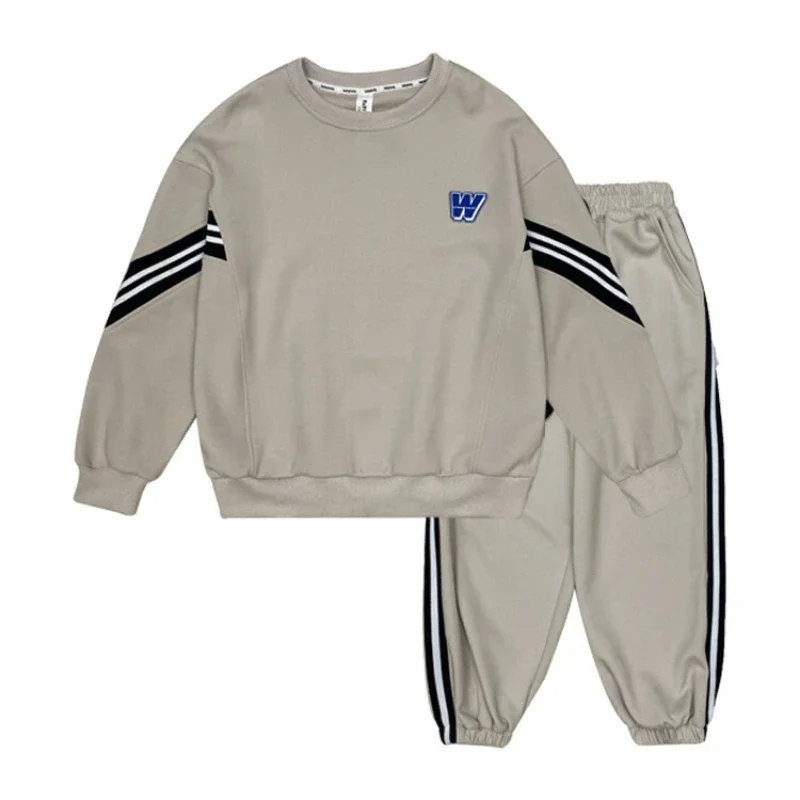 Autumn Spring Teen Boys Clothing Set Children Side Stripe Sweatshirt Pullover Top and Sport Pant Suit 2PCS Sport Outfits