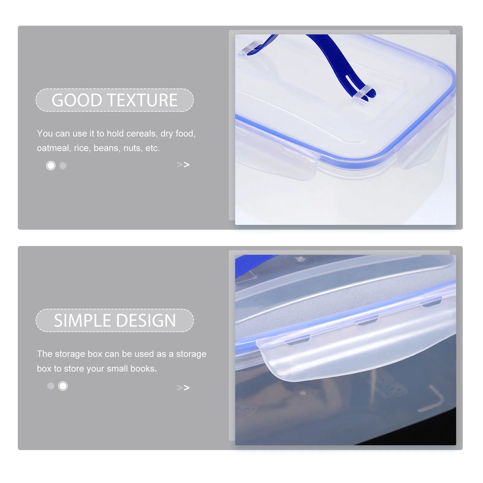 

3pcs Food Box Grain Cereals Beans Storage Boxes Transparent With Handle Sealed Pp Material Airtight Container For Kitchen