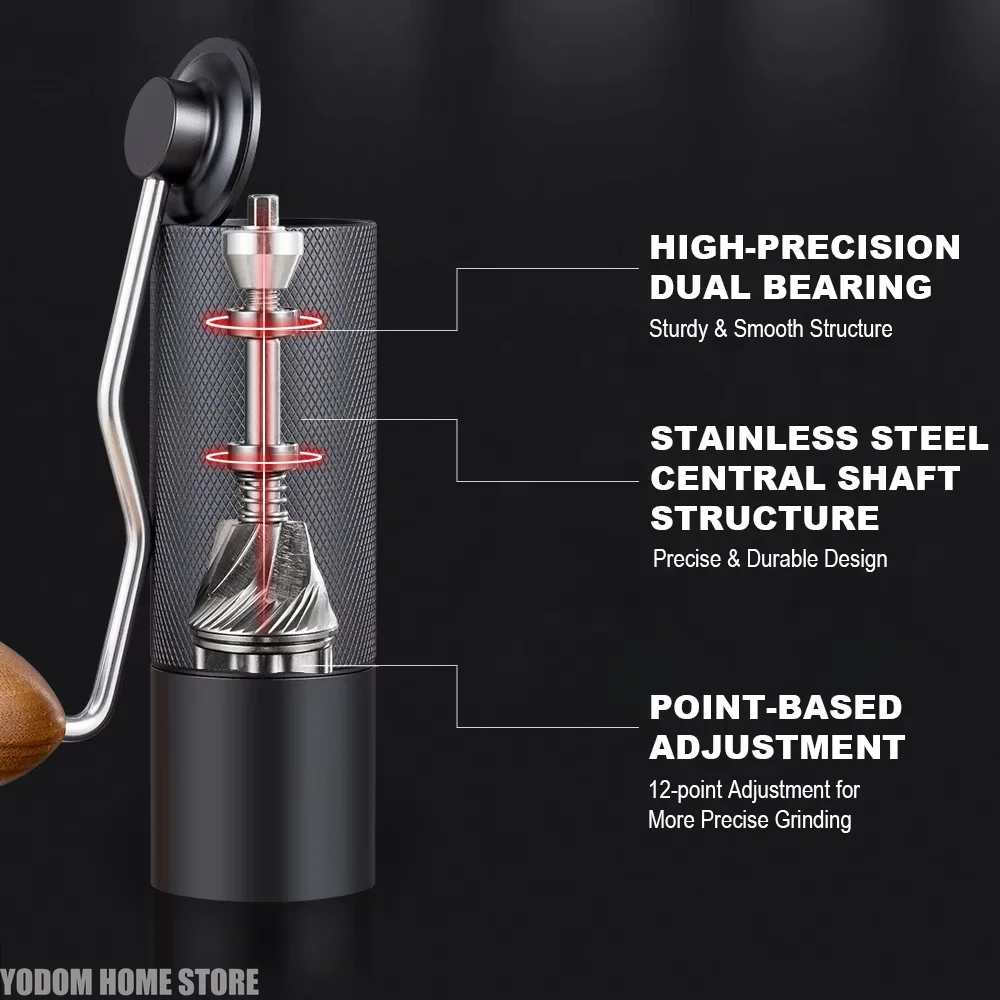 Manual Coffee Grinder Stainless Steel Conical Burr Adjustable Setting High Quality Portable Hand Grinder
