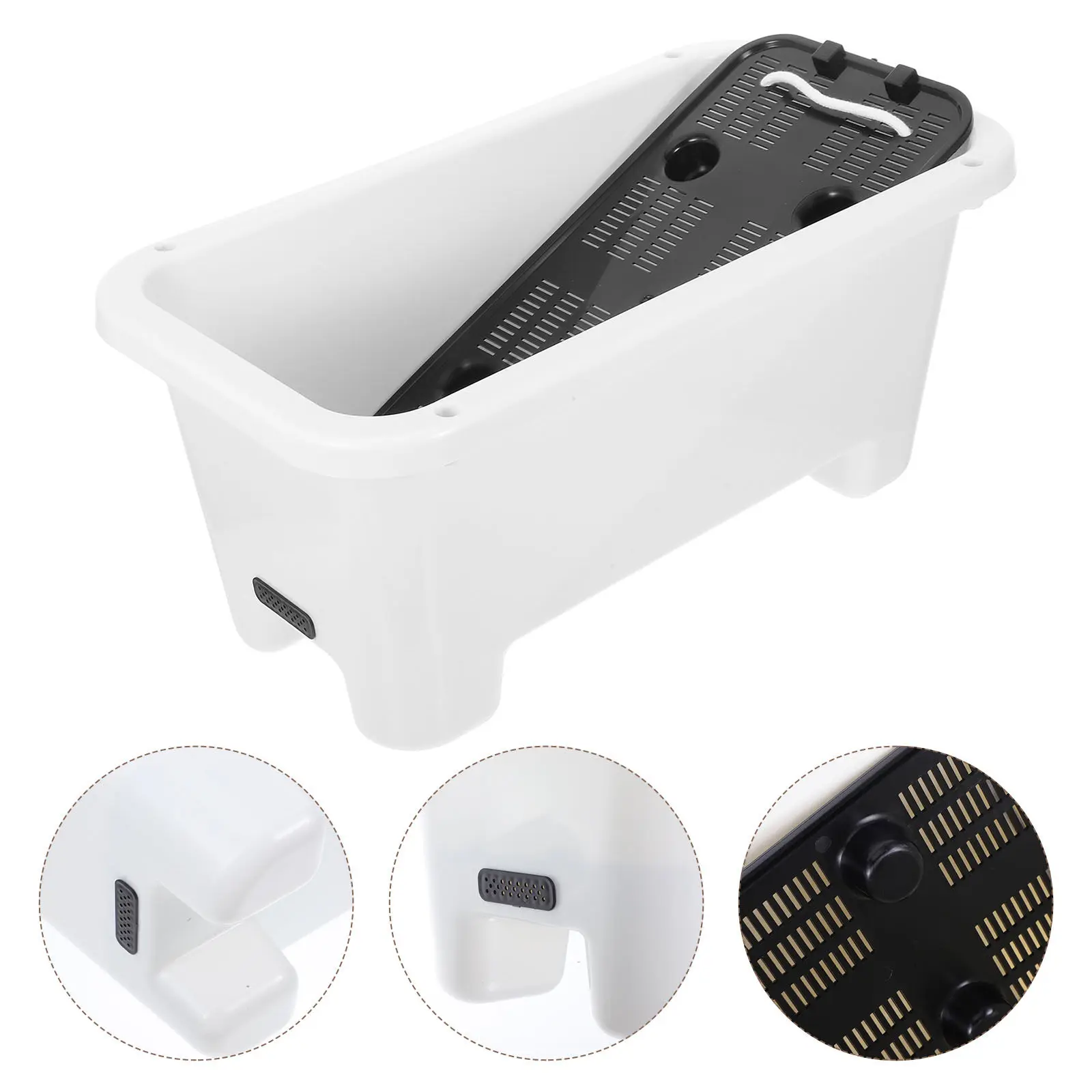 

Plastic Rectangular Balcony Planter Self System for Vegetables Flowers Indoor Plants Space Saving Design Root Aeration