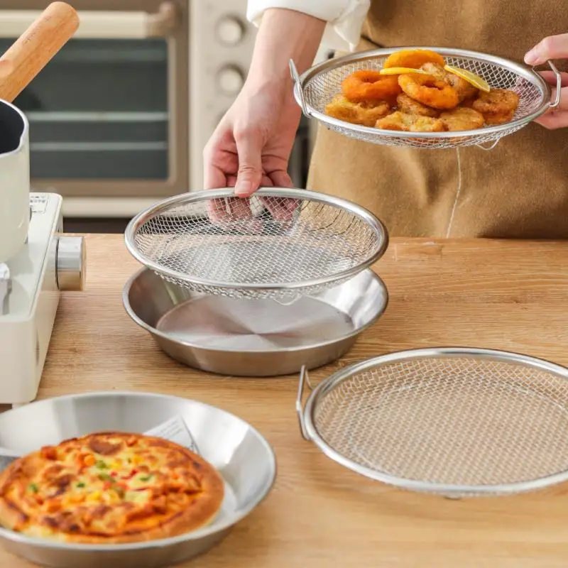 New Stainless Steel Mesh Oil Filter Tray Drain Basket Reusable Vegetable Draining Rack Fried Food Strainer
