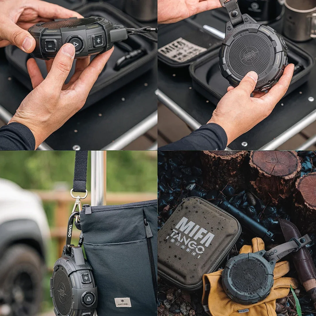 Mifa Tango Portable Bluetooth Speaker with Flashlight, IP67 Waterproof, Shockproof, and 25-Hour Playtime with Bold Bass.