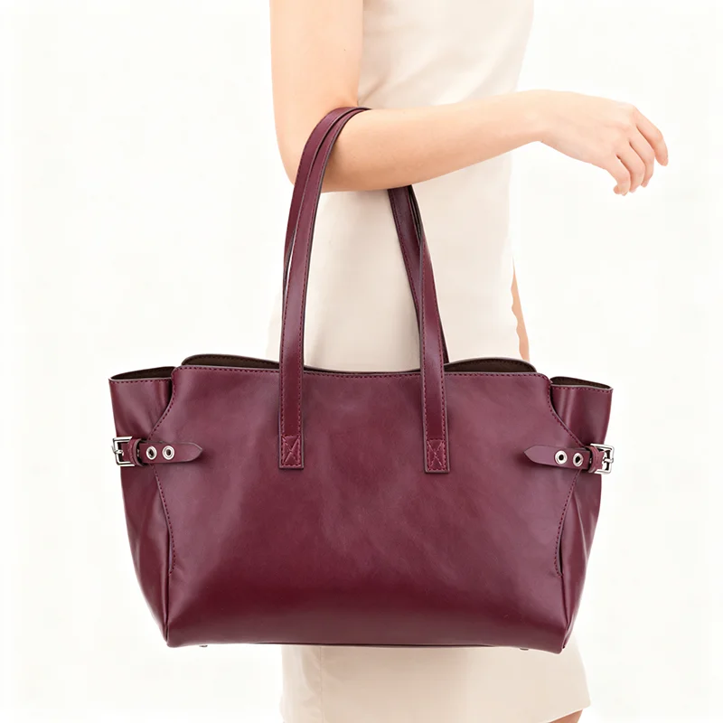 

High-quality Women's 2in1 Tote Bag Luxury Brand Fashion Large Capacity Casual Shoulder Bag Luxury Designer Burgundy Wing Bag