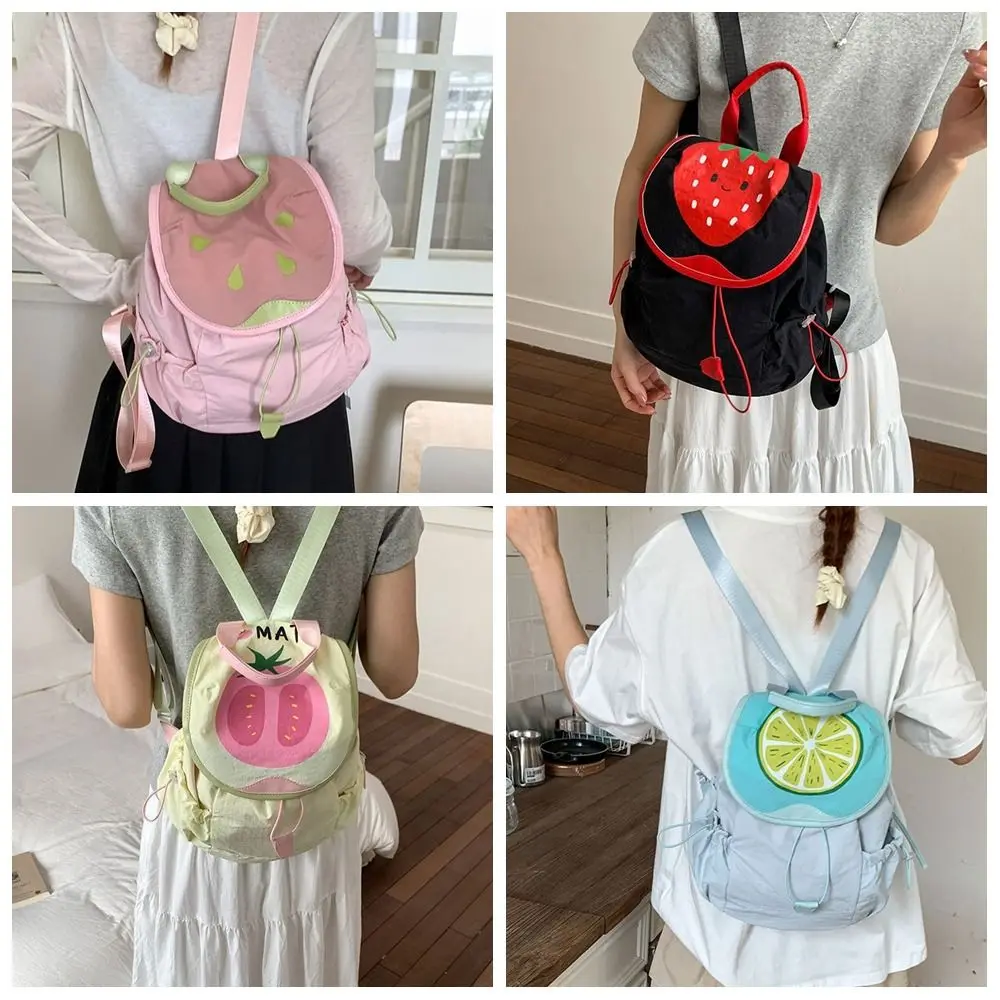 Dopamine Color Outdoor Drawstring Backpack Waterproof Travel Fruit Nylon Backpack Book Bag Large Capacity Hiking Shoulder Bag