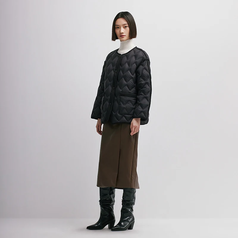 Chericom jaqueta curta feminina clássica contraste com zíper frontal calor elegante casacos leves de peito único y298006y