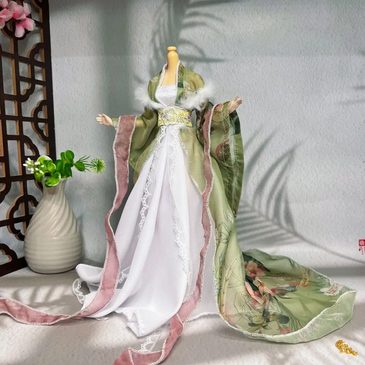 1/6 ملابس دمى دعوى ل 30 سنتيمتر Bjd دمية النمط القديم Hanfu فستان فتاة اللعب فستان اللعب منزل إكسسوارات دمي ، لا دمية