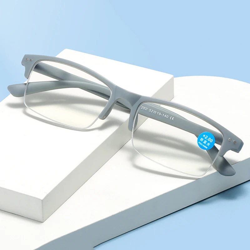 

Pop Half-rim Anti-blue Reading Glasses Flexible Hinge Ultralight Presbyopic Eyewear Men's Magnifier