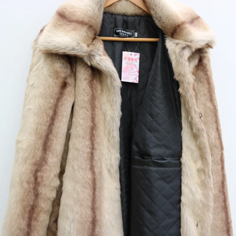 Winter Long Faux Fur Coat Men Thick Warm Fur Coat Long Sleeve Luxury Brand Designer Clothing Plus Size Tops Casual Snowsuits New