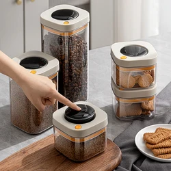 Vacuum Seal Container Box Kitchen Press-type Fresh-Keeping Sealed Jar Plastic Moisture-proof Grains Can Coffee Beans Storage Box