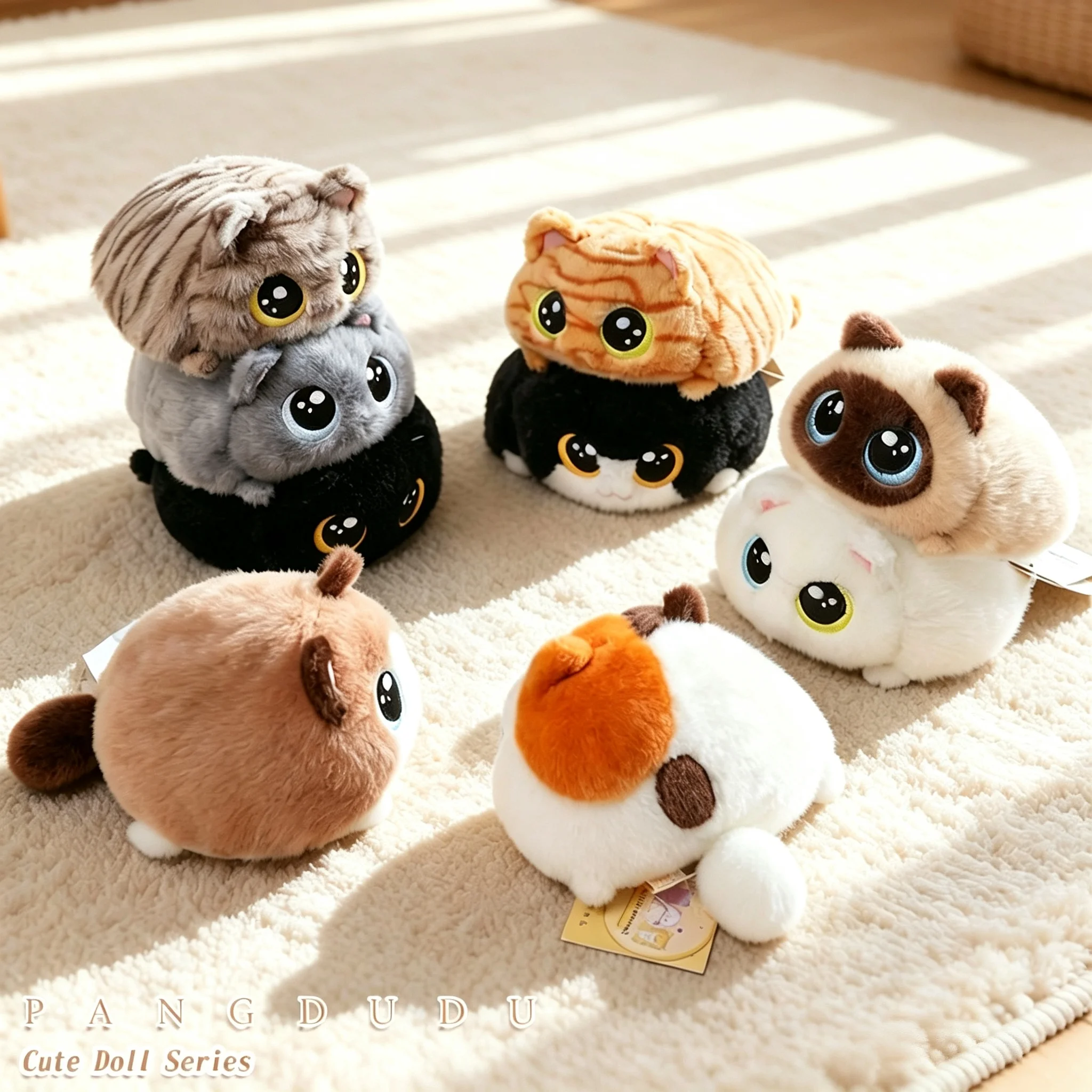 15cm Multiple Types Chubby Cat Plush Doll Squeezable Stress Relief Cat Doll Soft Stuffed Companion Boy Girl Birthyday Xmas Gift