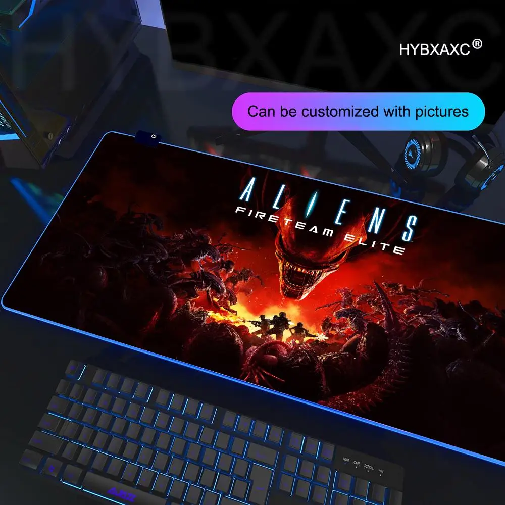 

HYBXAXC Mouse Pad RGB Gaming Mouse Pad Desk Mat HD Gamer Large LED Light XXL Aliens Fireteam Elite Large Gaming RGB Mouse Pad