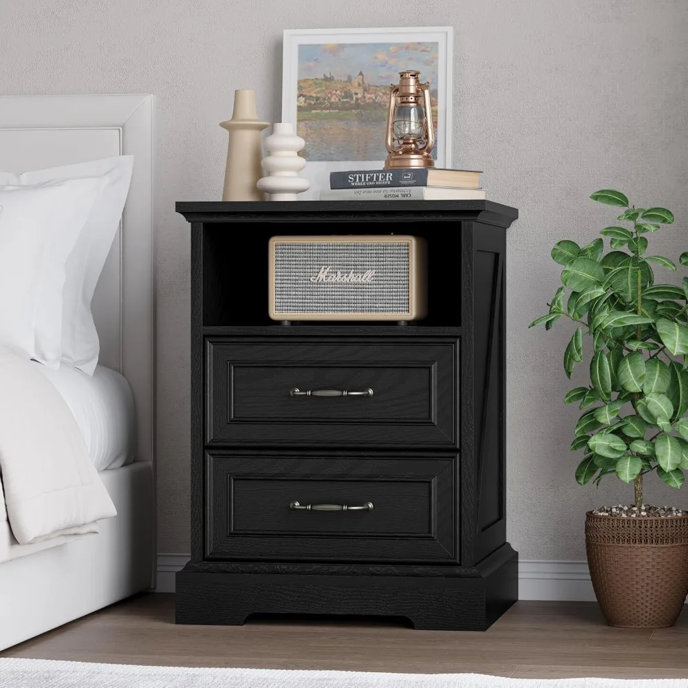 

Прикроватная тумбочка с 2 ящиками и зарядной станцией, деревянная тумбочка в деревенском стиле с текстурой натурального дерева, винтажная, на заказ