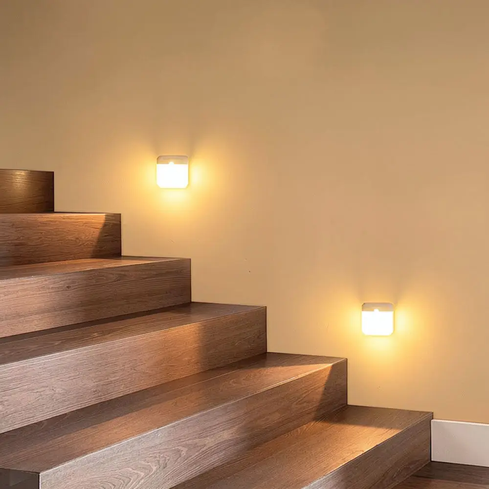 LED Motion Sensor Night Light Rechargeable Wall Lamp For Corridor Stairs Cabinet Wireless Magnetic Induction Home Lighting