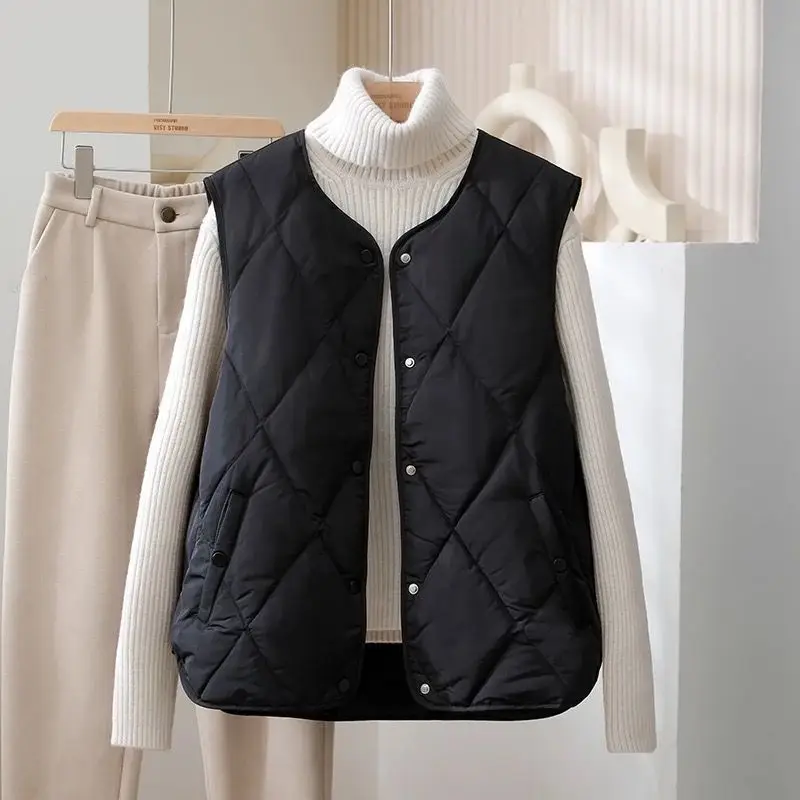 

Ленивый ветер, женская свободная куртка-пуховик без рукавов, осенний женский жилет, корейская женская модная тонкая хлопковая верхняя одежда на пуху