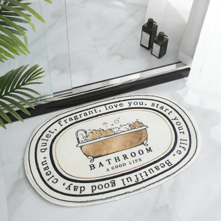 

Противоскользящий коврик для ванной, придверный коврик, впитывающий напольный коврик, ковер для дома и спальни, незаменимый аксессуар для ванной, прочный прямоугольный коврик из полиэстера