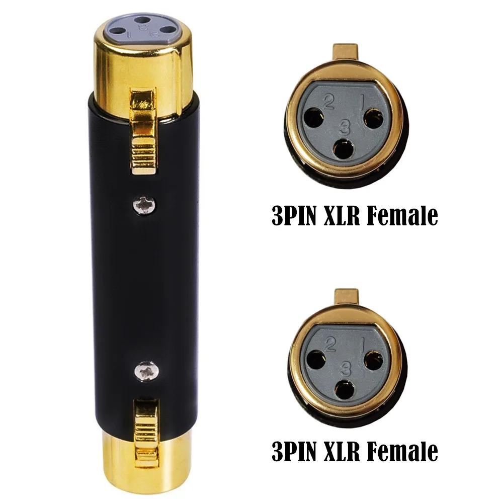 Gold Plated XLR 3Pin Female to Female Plug Adapter 3 Core Compatible with Microphone Mixing Console Canon Microphone Audio Cable
