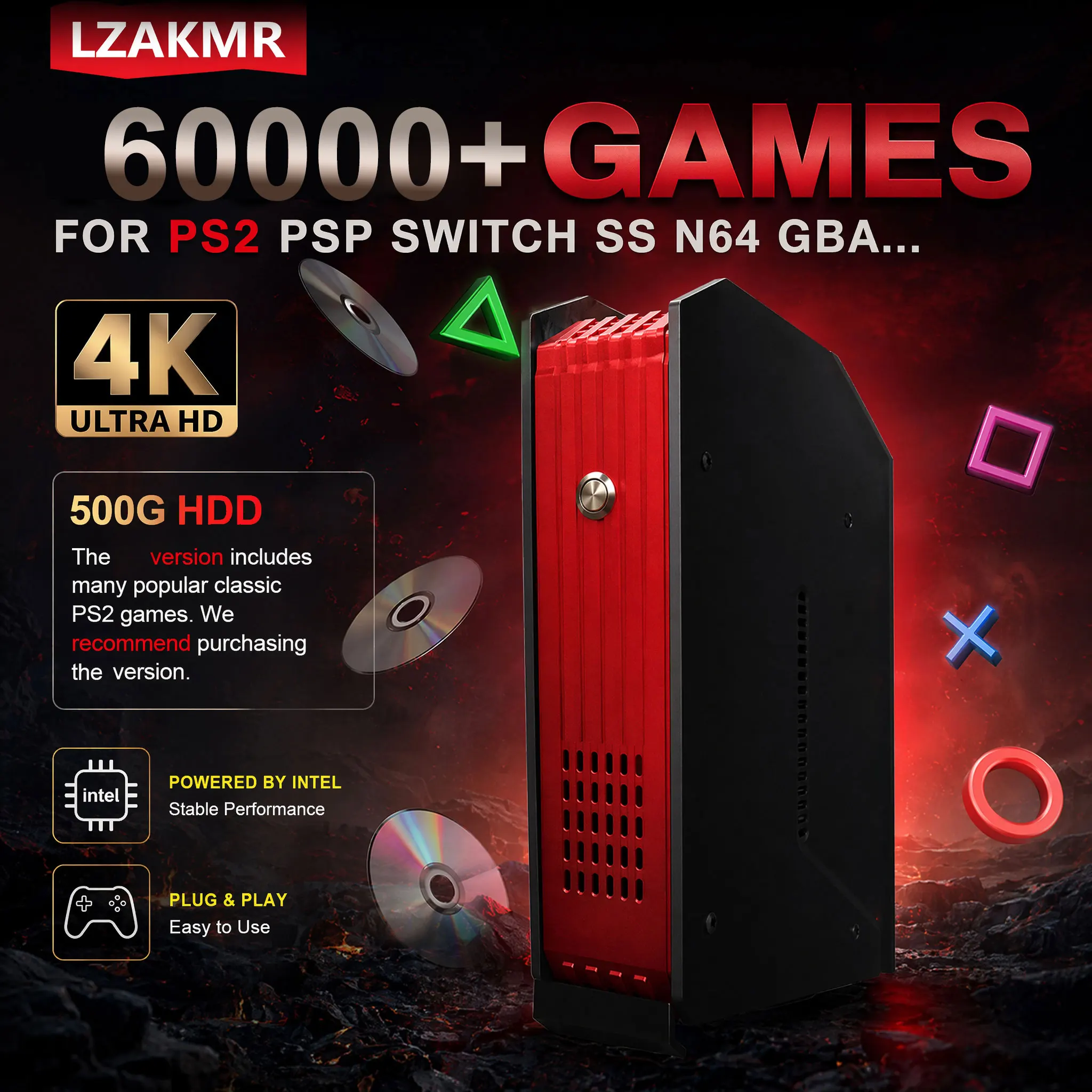 X4-2 Video Game Console for 157 Classic PS2 Games With 500G Dual