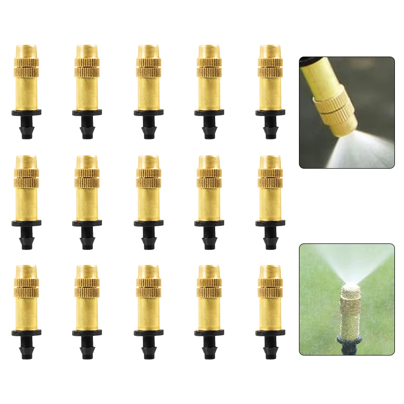 15PCS Gold Black Copper Spray Head 4 7mm Barb Fitting Microspray Nozzle For Outdoor Garden Drip Irrigation Watering Tool